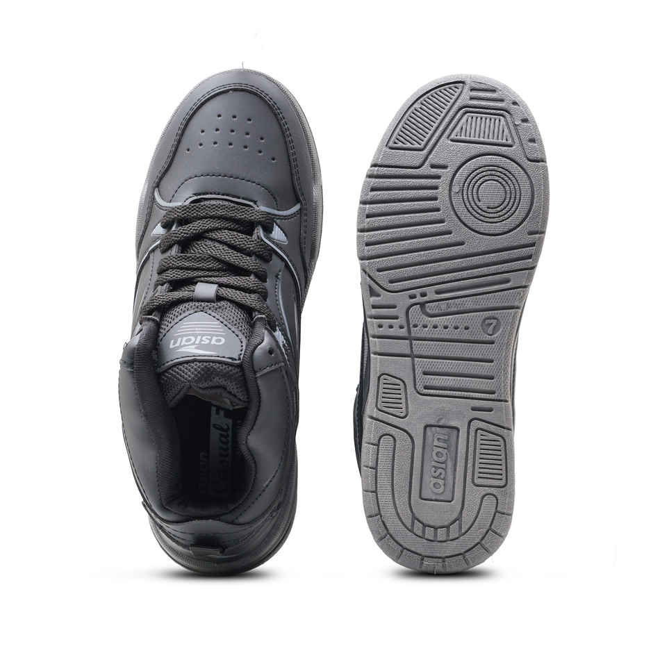 Asian Men's Casual Sneakers | Tango-11 | Black and Grey - UK 6