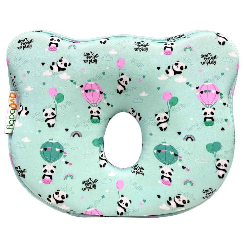 Oyo Baby Memory Foam Baby Head Shaping Pillow Bear Shape, P&A Print
