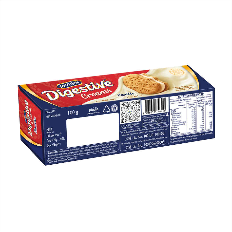 McVitie's Digestive Cream Vanilla Sandwich Biscuit