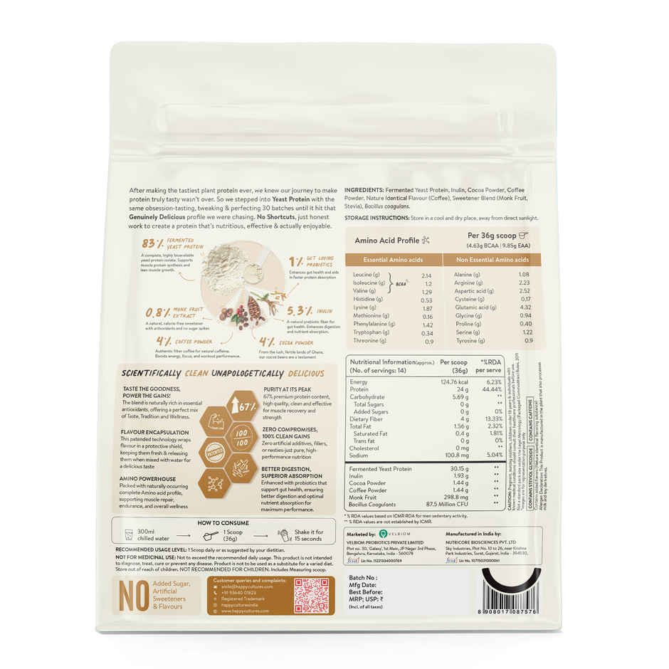 Happy Cultures 24gm Yeast Protein Classic Filter Coffee