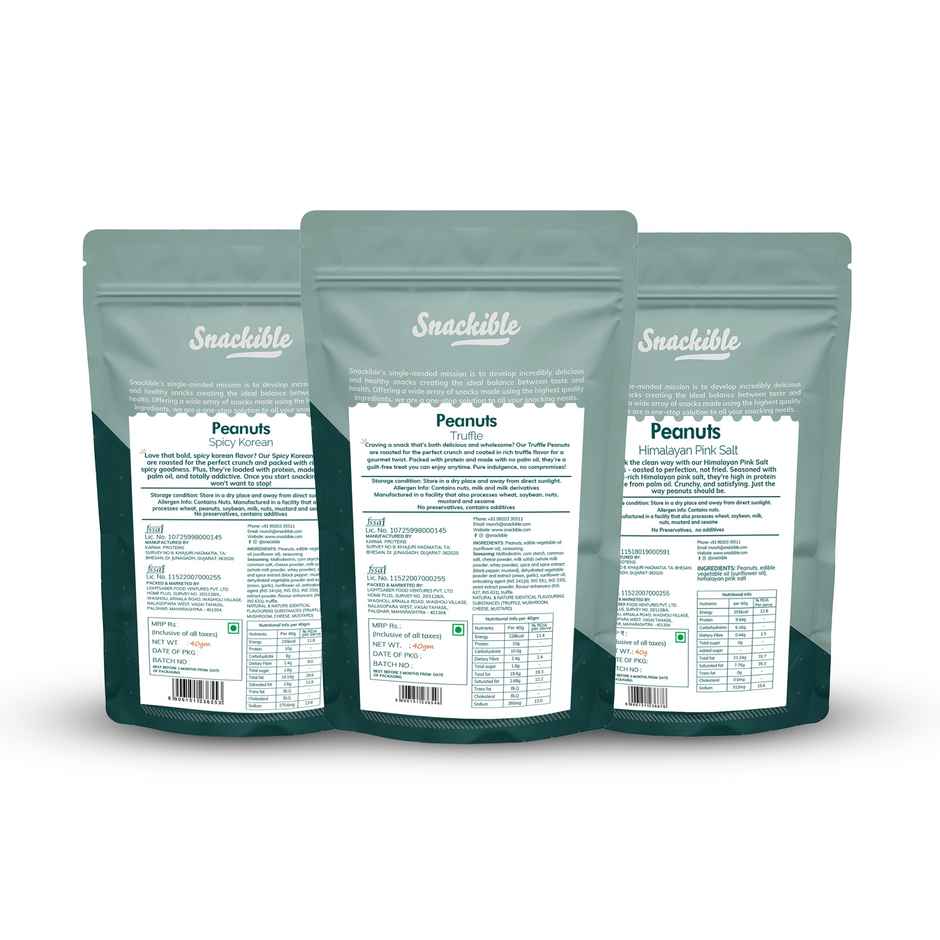 Snackible Peanuts | Roasted - High Protein - No Palm Oil