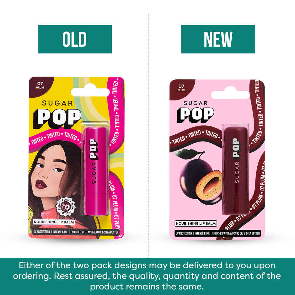 SUGAR POP Nourishing Lip Balm 07 Plum - Tinted Lip Moisturizer for Dry and Chapped Lips