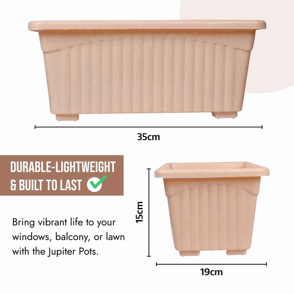 Kuber Industries Pack of 2 Flower Pots | Living Room-Office Planters | Marble Jupiter | Peach