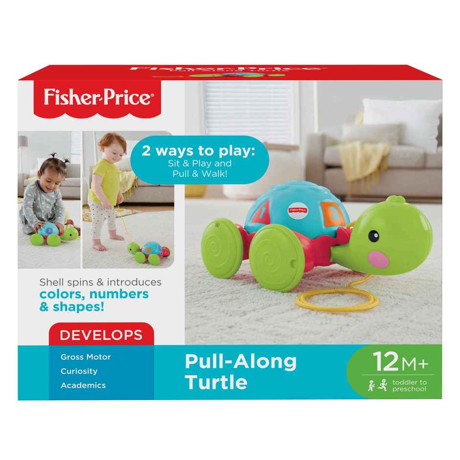 Mattel Games Fisher Price Pull Along Turtle Baby And Toddler Pull Toy