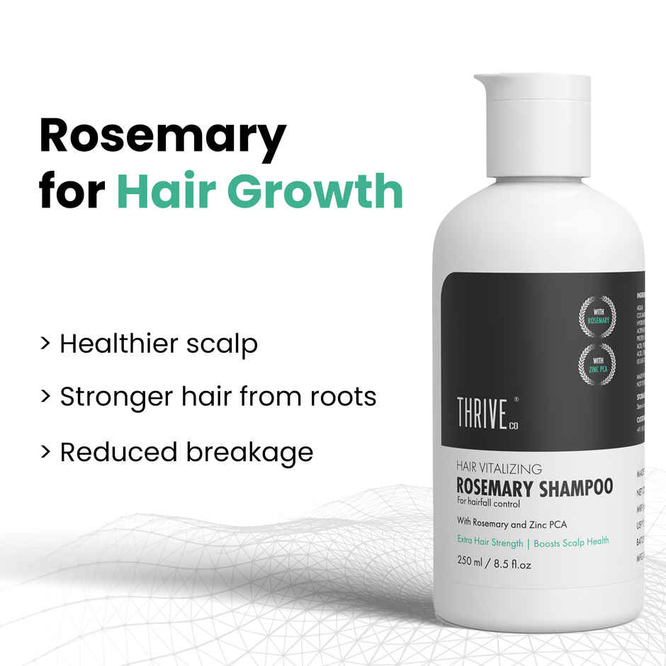 Thriveco Hair Growth Serum 2.0 For Hair Growth & Hair Fall Control (30ml) & Thriveco Hair Vitalizing Rosemary Shampoo For Hair Fall Control (250ml) Combo
