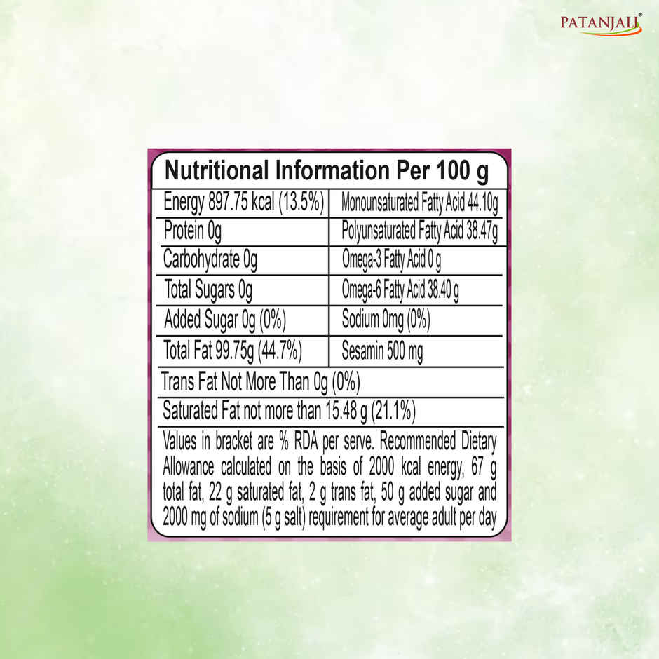 Patanjali Pure Sesame Til Oil - Pure Til Cooking Oil