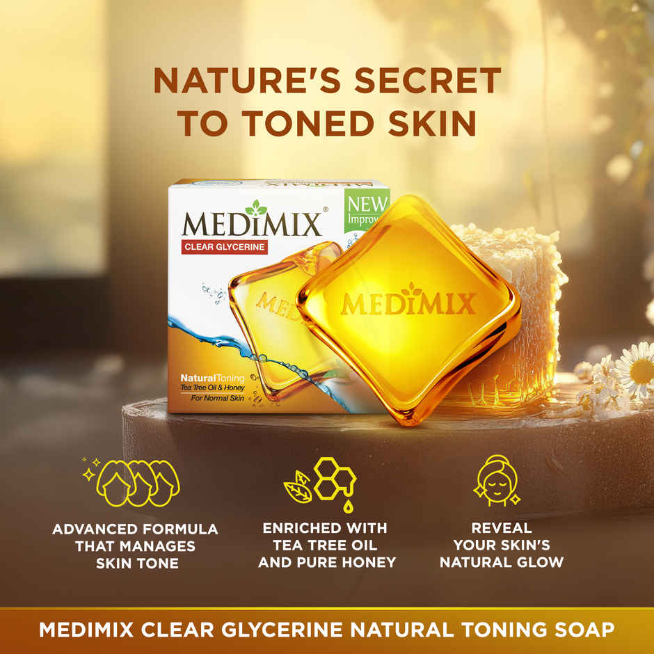Medimix Clear Glycerine Natural Toning Bathing Soap with Tea Tree Oil & Honey
