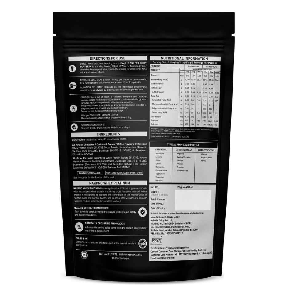 Nakpro Platinum Whey Protein Isolate |Trustified Certified | Chocolate