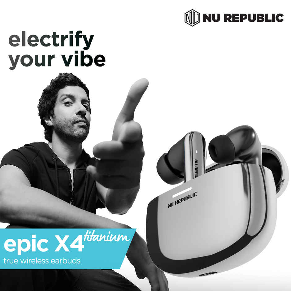 Nu Republic Epic X4 With 52 Hrs Playtime Tws Earbuds | Silver | Black