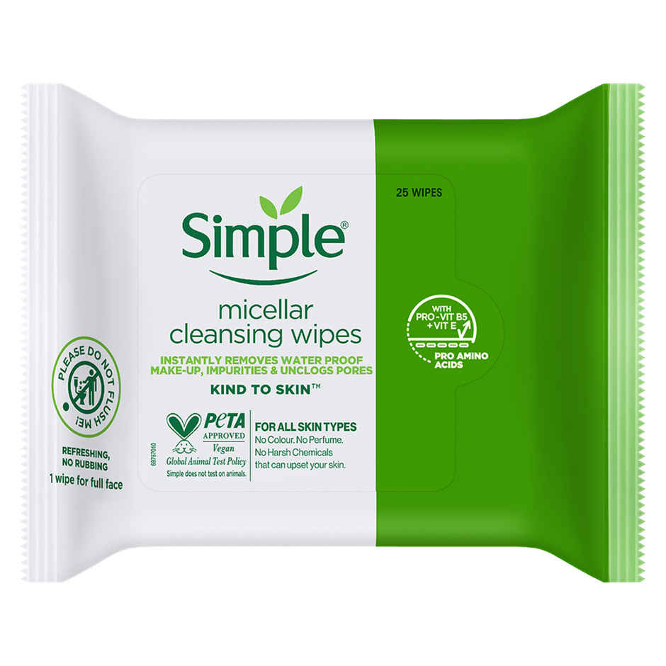 Simple Kind To Skin Micellar Cleansing Wipes 25 Wipes