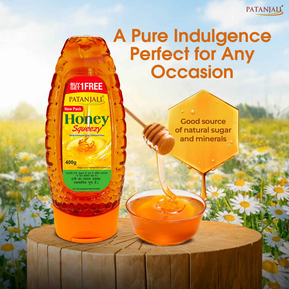 Patanjali Natural Honey Squeeze Pack- No Added Sugar