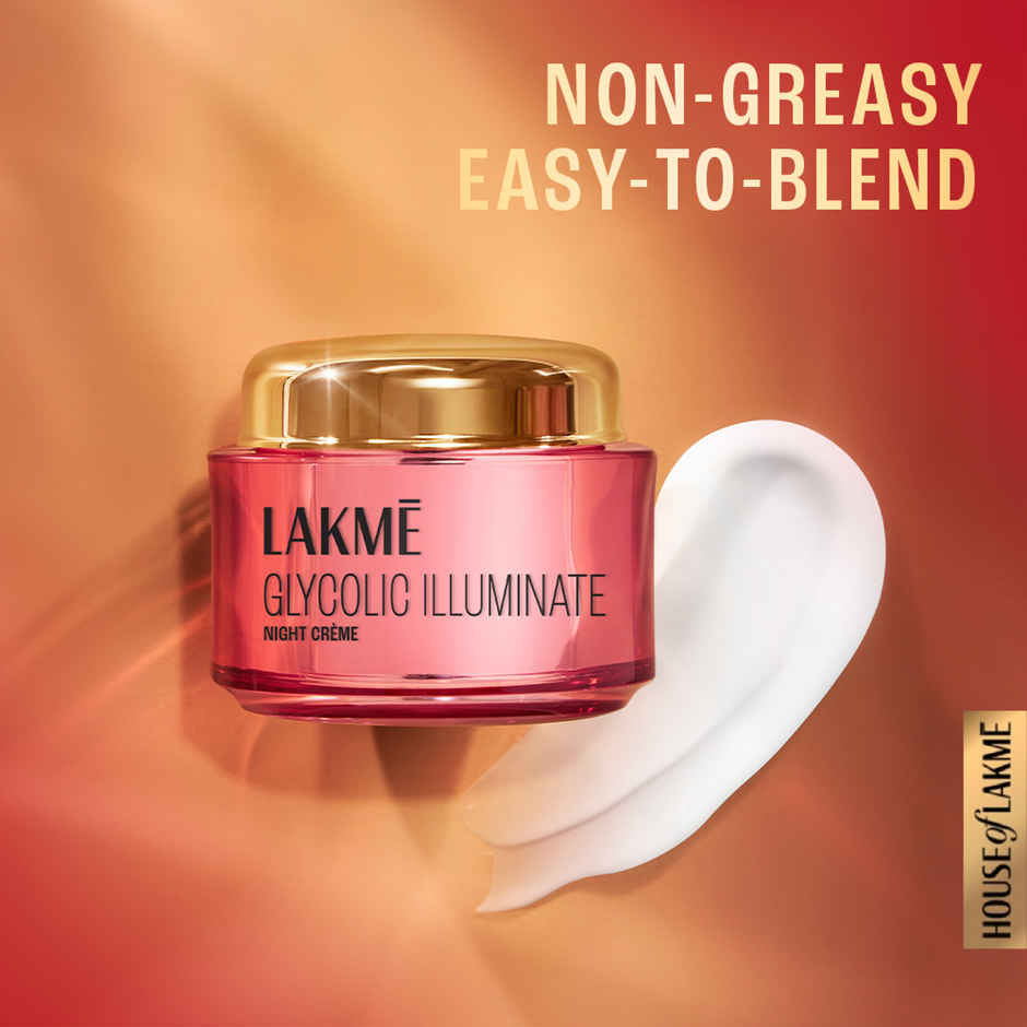 Lakme Glycolic Illuminate Night Cream / Glycolic Acid & 1% Niacinamide For Skin Cell Regeneration