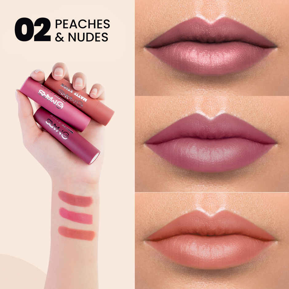 MARS Cosmetics Matte Box Set Of 3 Lipsticks For Women - (02-Peaches & Nudes)