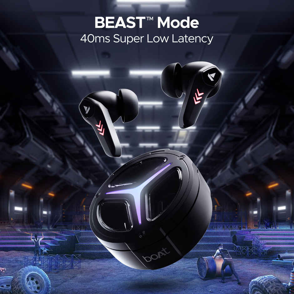 boAt Immortal 171 TWS Earbuds for Gaming w/ 40H Playtime, BEAST Mode & RGB LEDs (Black Sabre)