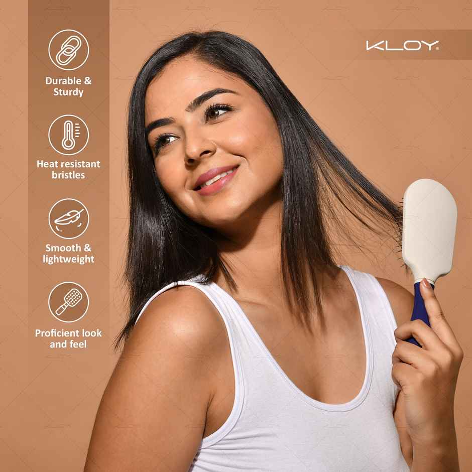 Vogue Paddle Hair Brush with Large Coverage, Flexible Soft Ball-Point Bristles for Men & Women | Blue