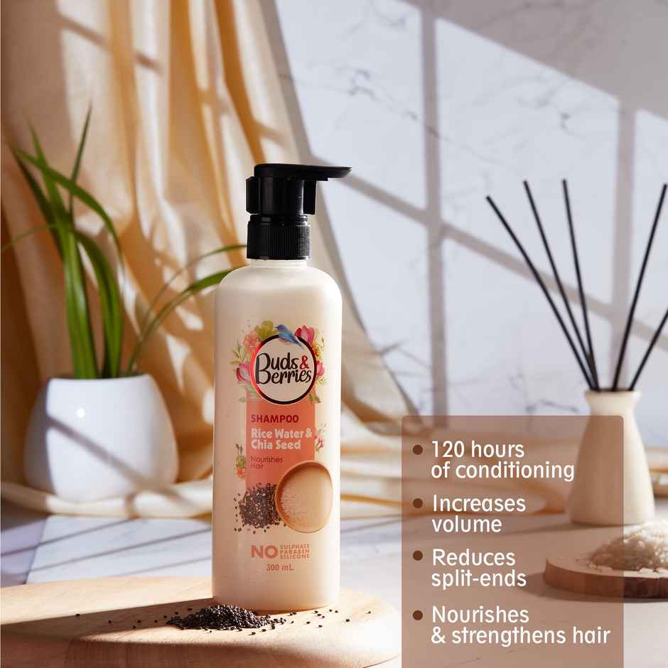 Buds & Berries Rice Water and Chia Seeds Nourishment Shampoo for Helps in Hair Growth