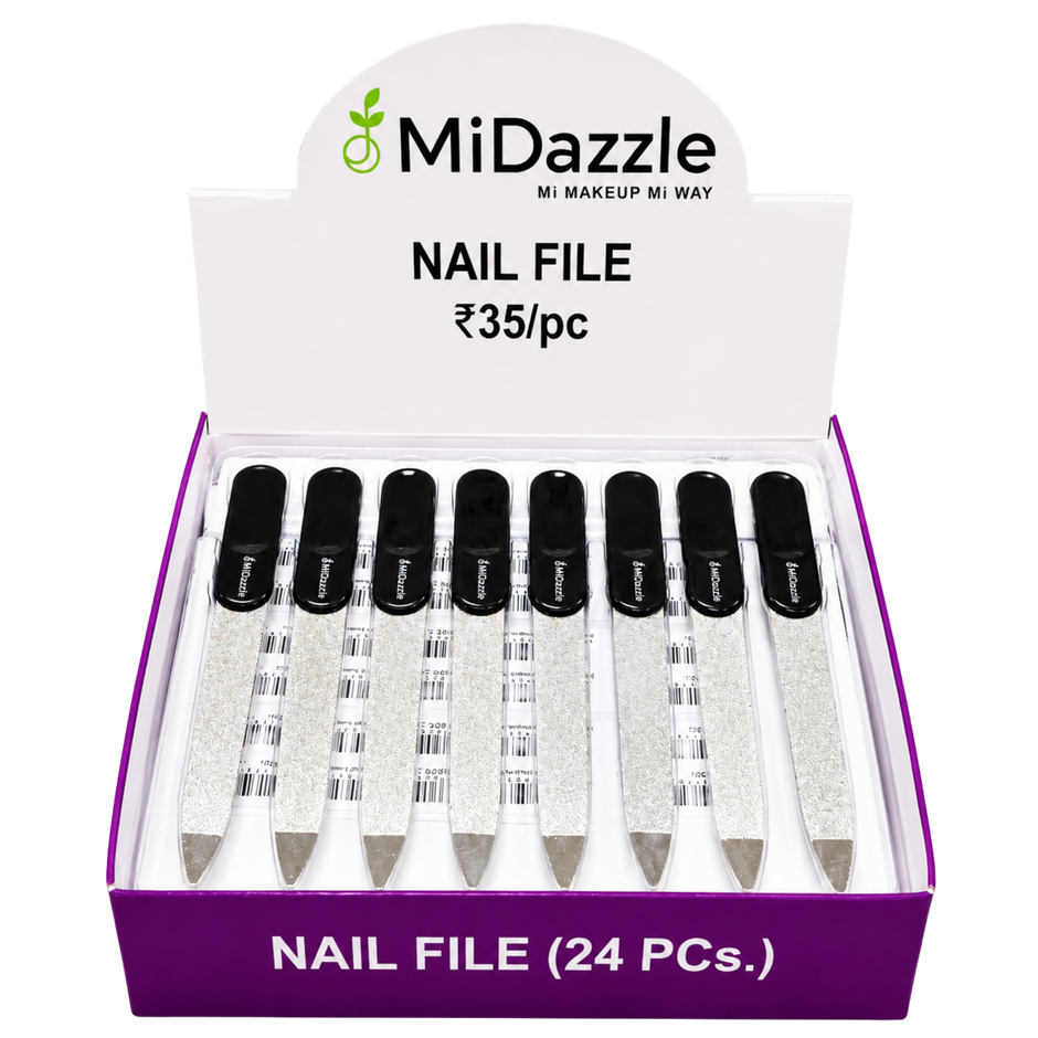 Midazzle Professional Dual-Sided Nail Filer with Plastic Grip Handle 24Pcs Box | MINF3806