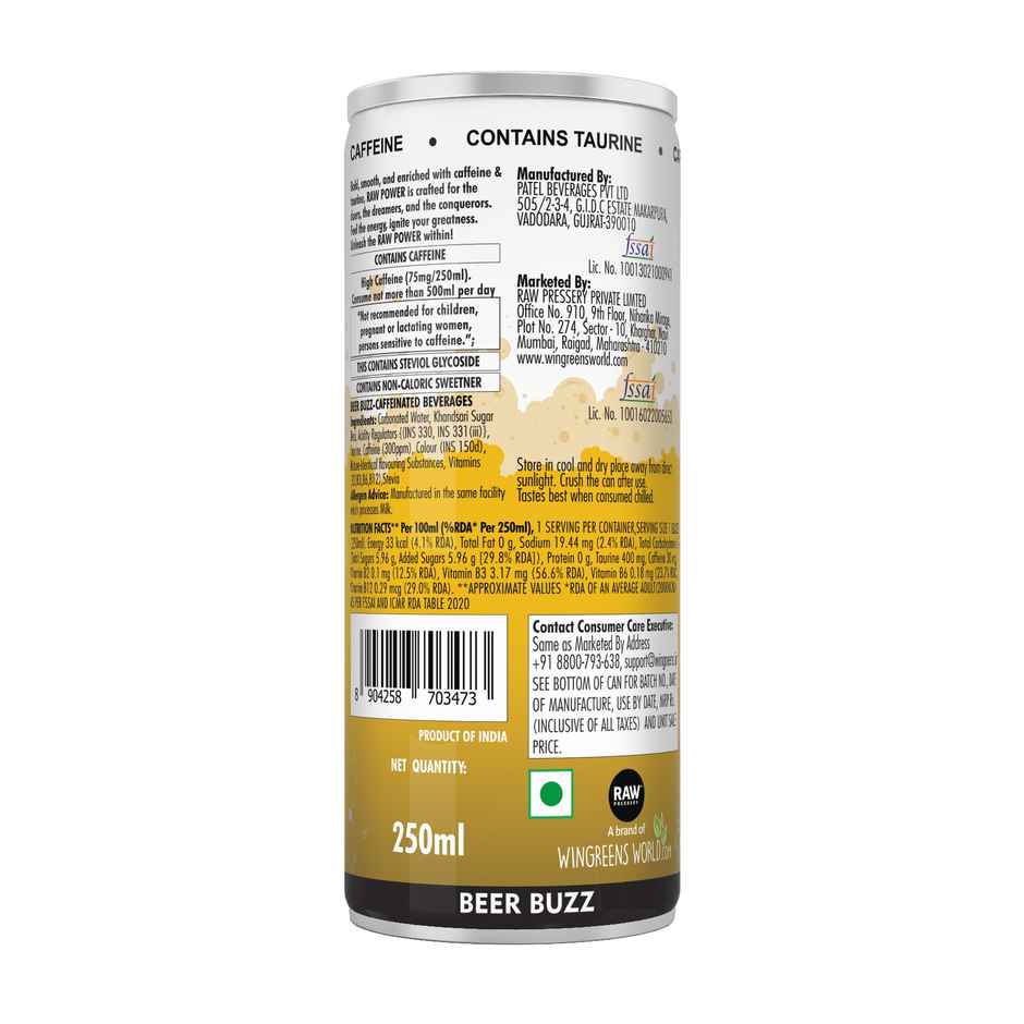 Raw Pressery Beer Buzz Energy Drink