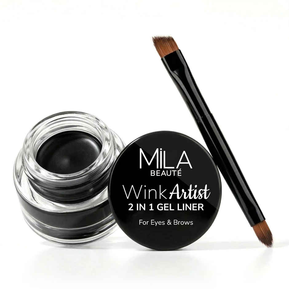 Mila Beaute Wink Artist 2 In 1 Gel Liner For Eyes & Brows Waterproof Upto 36Hours - Black