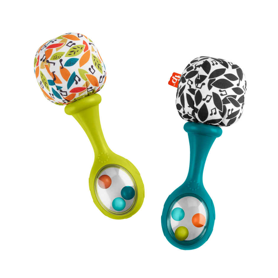 Fisher Price Rattle n Rock Maracas Baby Rattles Newborn Toys Neutral Colors