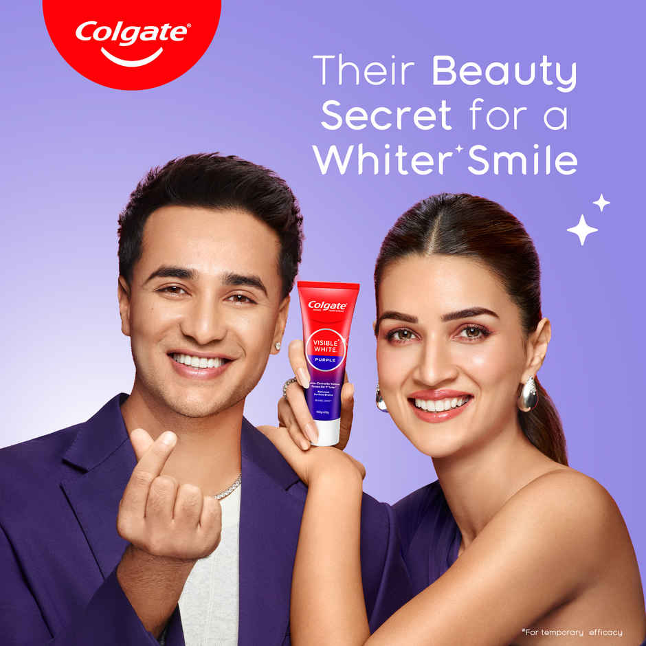 Colgate Visible White Purple Toothpaste and Toothbrush | Removes Surface Stains | Enamel Safe