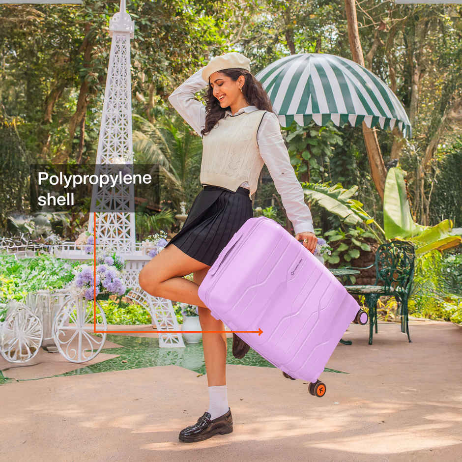 Nasher Miles Paris Check-In Hard Sided Polypropylene 24 Inch|65 cm Trolley Bag - Purple