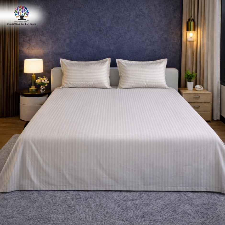 Dream Living Stripe King Bedsheet Set |275 x 275 cm| With 2 Pillow Covers