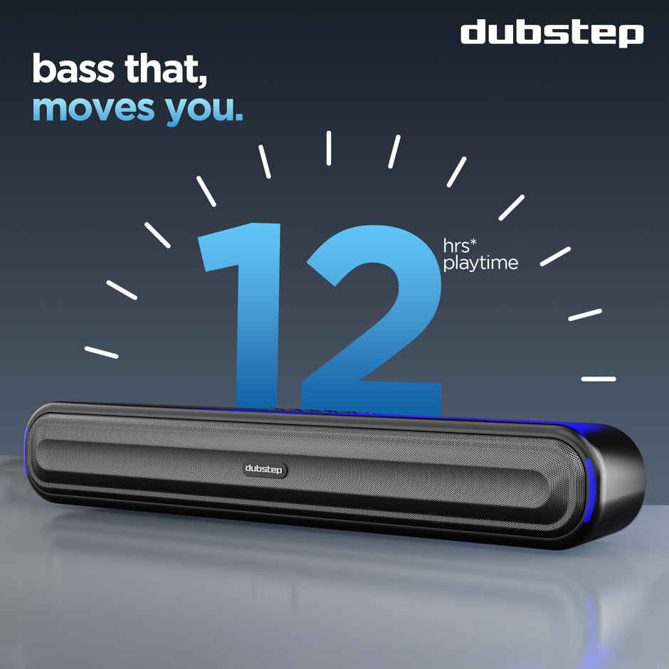 Dubstep Move 200 Soundbar With 12 Hrs Playtime, 52mm Dynamic Drivers, TWS Pairing 20 W Bluetooth Soundbar, 2.0 Channel - Black