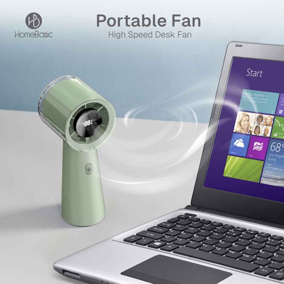 Homebasic Mini USB Portable Handheld Fan, 100-Speed Adjustable, Upto 10000 RPM, Green