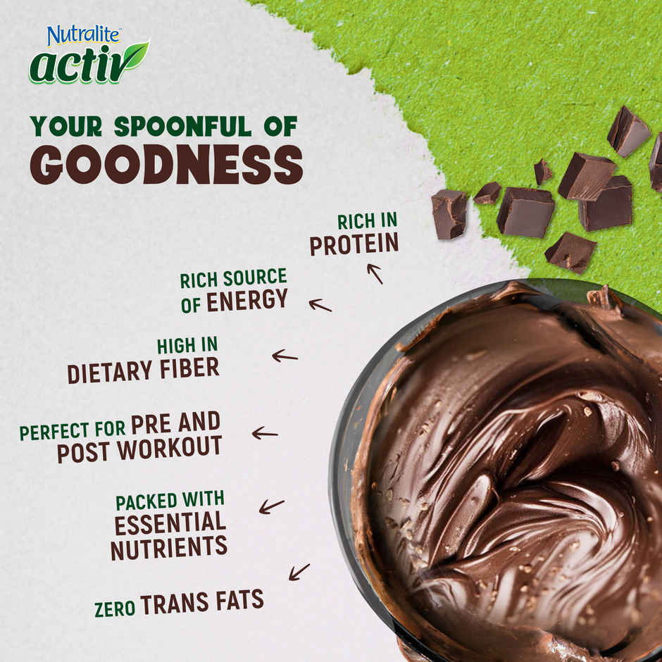 Nutralite Activ Peanut Spread | Chocolate Crunchy | 20g Protein per 100g