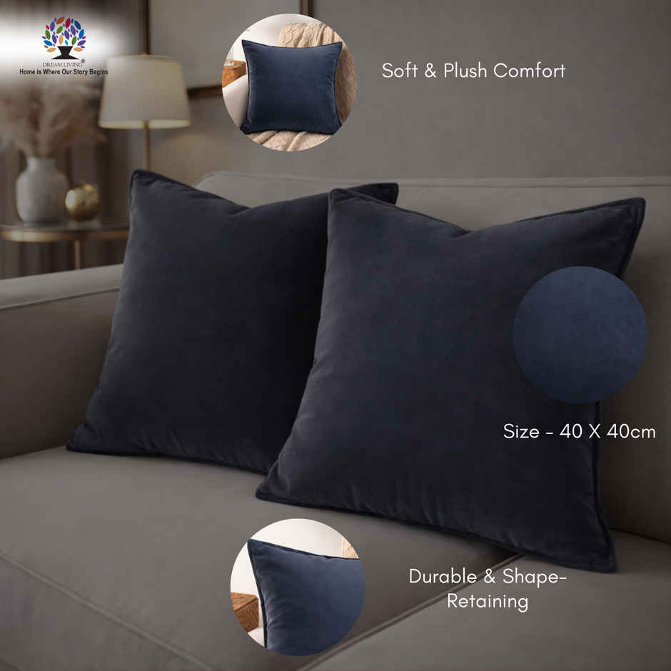 Dream Living Solid Cushion Covers Velvet Decorative Cushion Cover | 40x40 cm | Grey