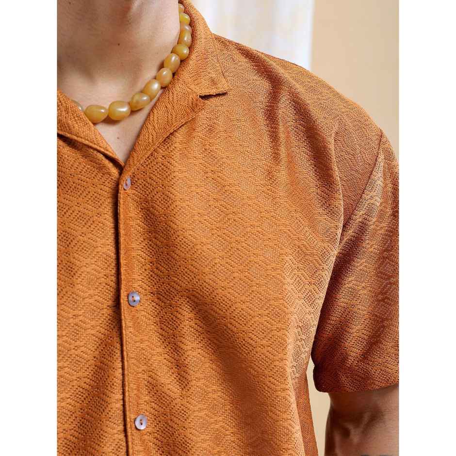 The Indian Garage Co Men's Relaxed Fit Solid Casual Shirts | Brown - S