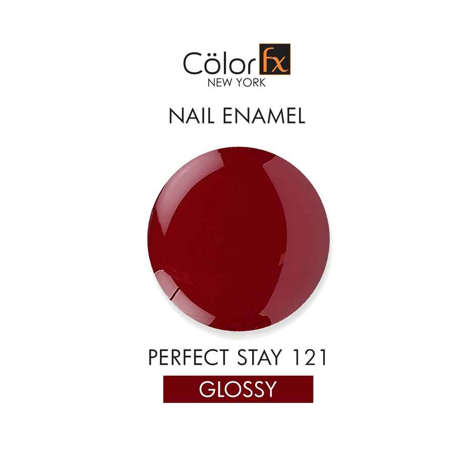 Color Fx Dark Red Maroon Glossy Nail Paint, Long Lasting Nail Polish, 121