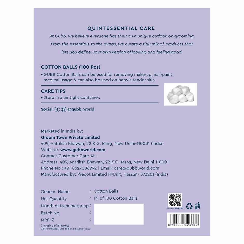 GUBB USA White Cotton Balls | Personal Care