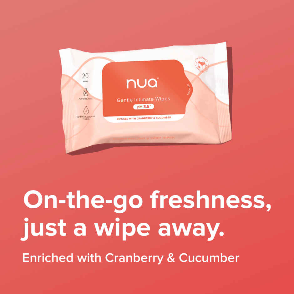 Nua Intimate Wipes for Gentle, pH-Balanced Cleansing | 20 Pulls Per Pack