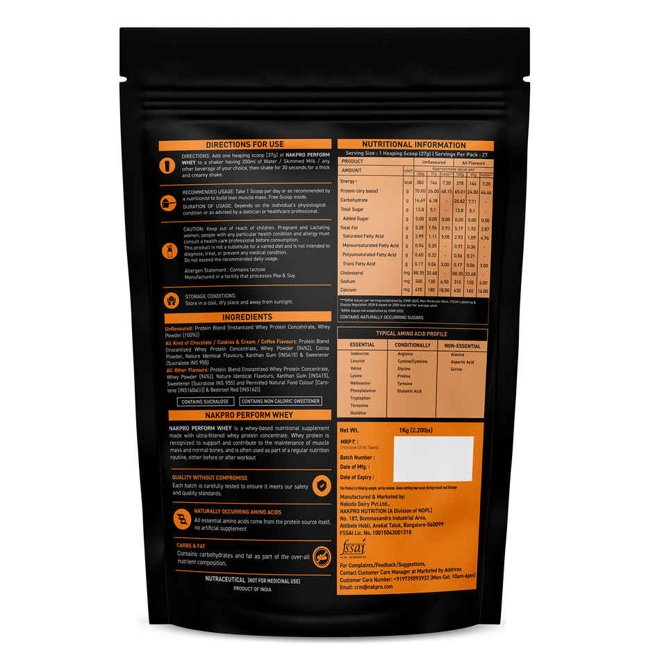 Nakpro Perform Whey Protein Concentrate |Trustified Certified | Double Rich Chocolate