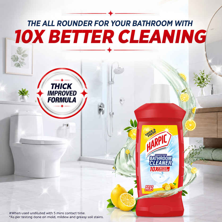 Harpic Lemon Bathroom Cleaner Liquid | Removes Bathroom Stains
