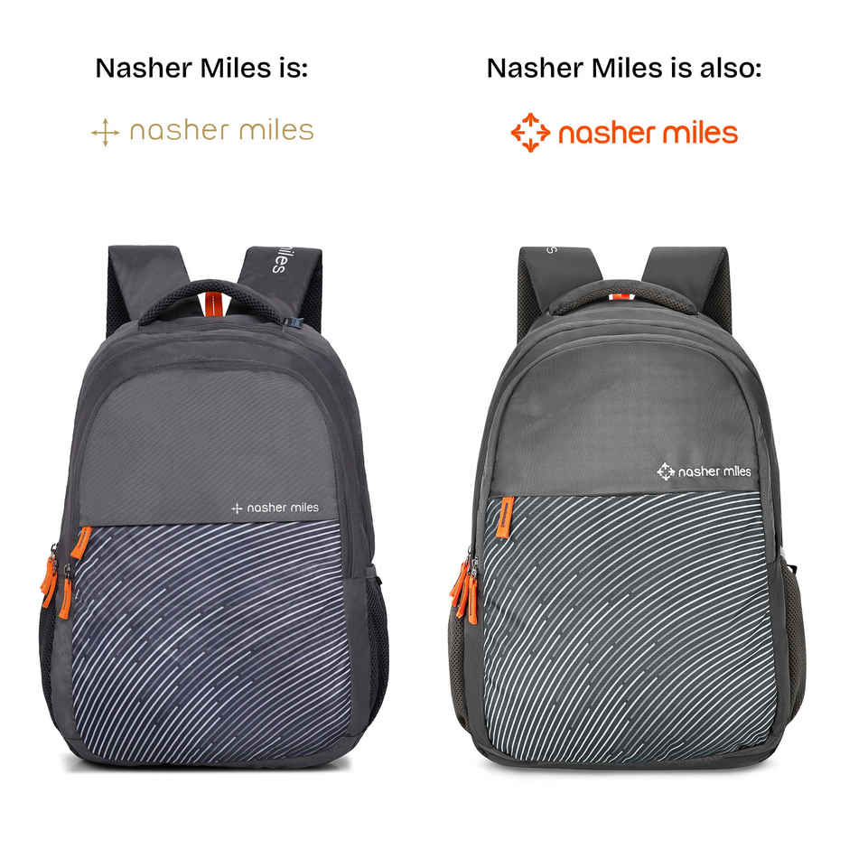 Nasher Miles Wave Backpack- Unisex- 3 Compartment Casual College Bag- Grey- 45L