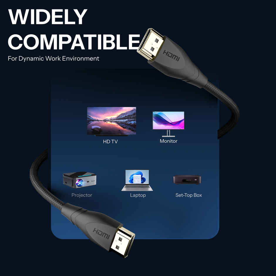 Ailkin HDMI Cable 2.1 | 3 M | 8K 60Hz, 4K 120Hz Ultra High Speed | Compatible HDMI Devices | Black