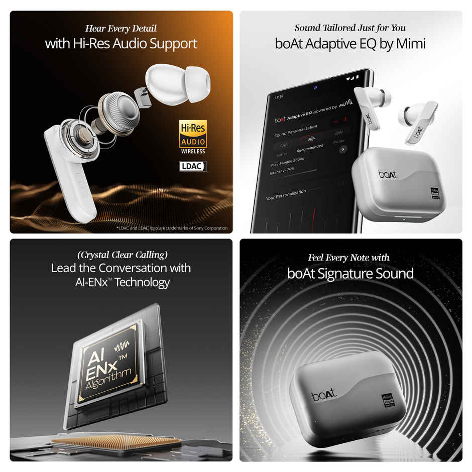 boAt Airdopes 800 With Hidef Audio By Ldac, Enx, App Support, 40Hrs Battery, Sterling Silver