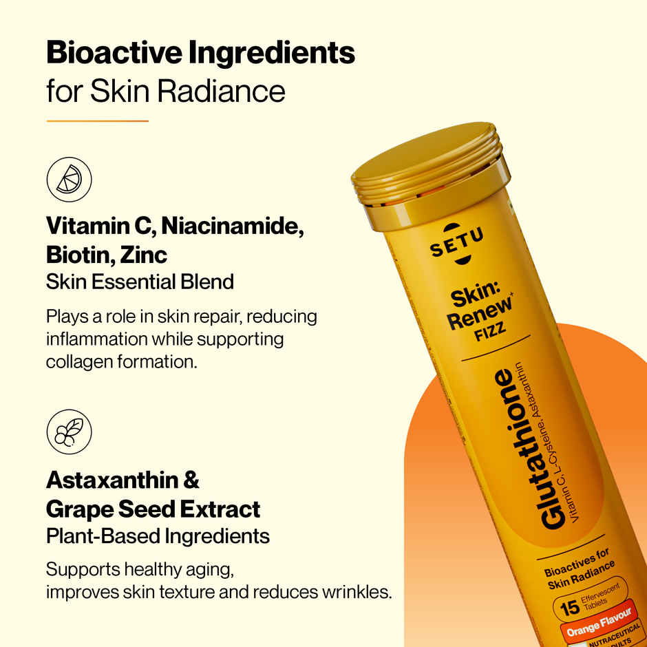 Setu Skin Renew Glutathione Effervescent Tablets For Skin Glow (Orange)