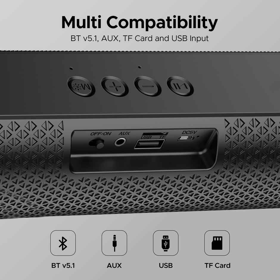 boAt Aavante Bar Aspire BT Soundbar w/ 10W RMS Signature Sound, 2.0 Channel Audio(Classic Black)