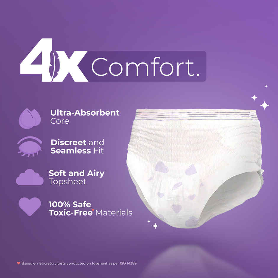 Nua Multi-Size Sanitary Pads With Disposal Cover | 3Xl+, 5Xl, 4L (12pc) & Nua Comfort Disposable Period Panties Xl-Xxl | Ultra-Absorbent | Pack Of 5 Panties (5pc) Combo