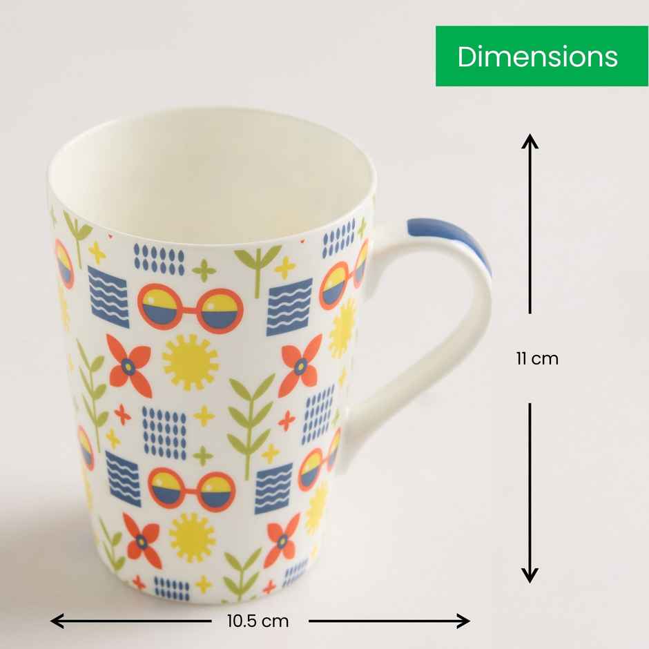 United Colors of Benetton Bone China Printed Mug | Microwave Safe | Gift Set - 320 ml