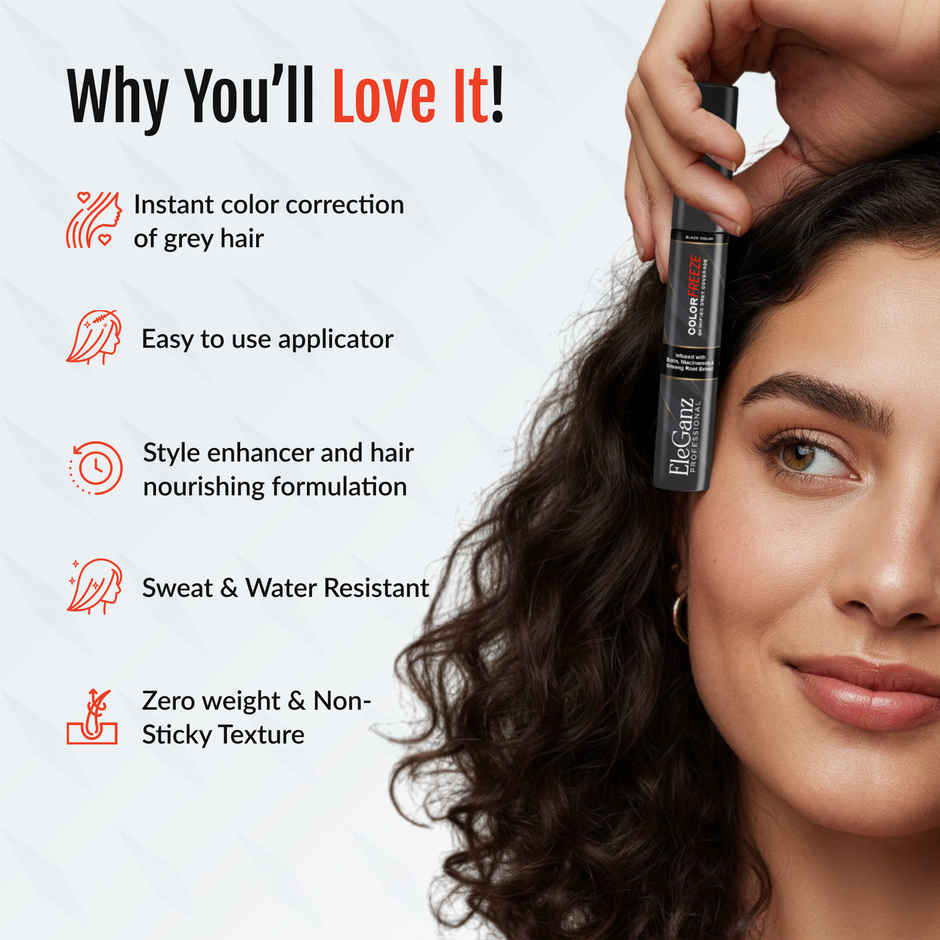 Eleganz Professional Hair Colorfix-Instant Root Touch Up With Niacinamide,Gingseng Root & Argan Oil