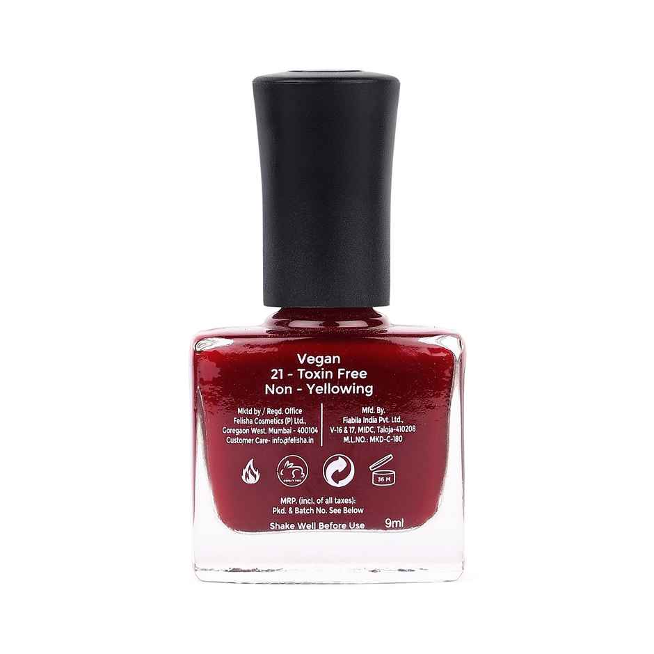 Color Fx Dark Red Maroon Glossy Nail Paint, Long Lasting Nail Polish, 121