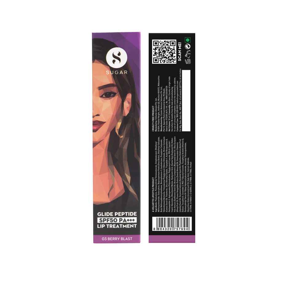SUGAR Cosmetics Glide Peptide SPF 50 PA+++ Lip Treatment 03 Berry Blast