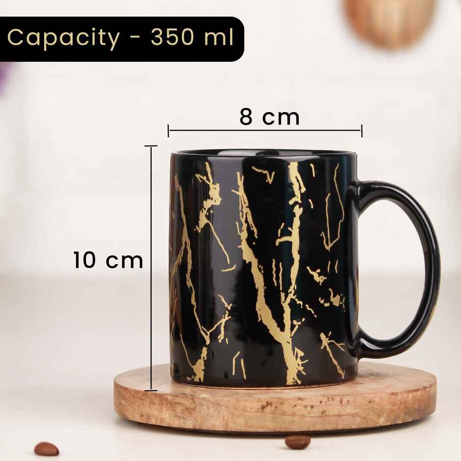 The Earth Store Black Copper Ceramic Coffee Mug | 370 ml | Tea/ Milk Mugs