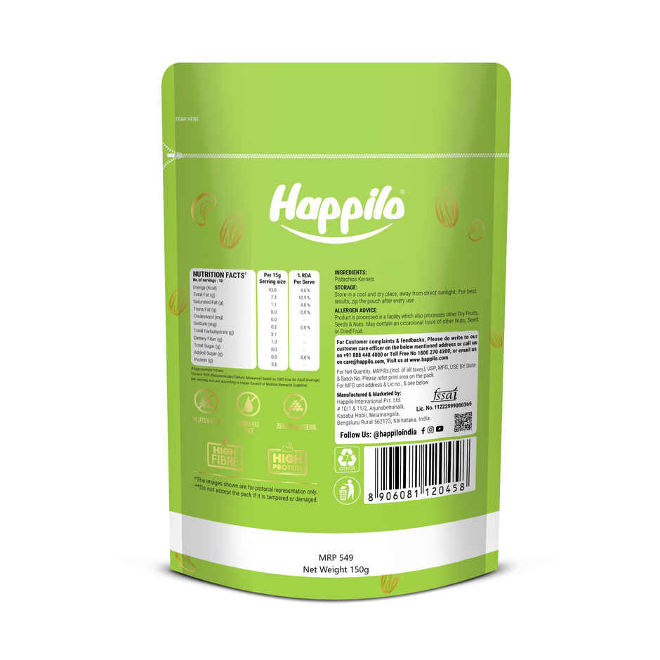 Happilo Premium Unsalted Pista Kernels|Dry Fruits