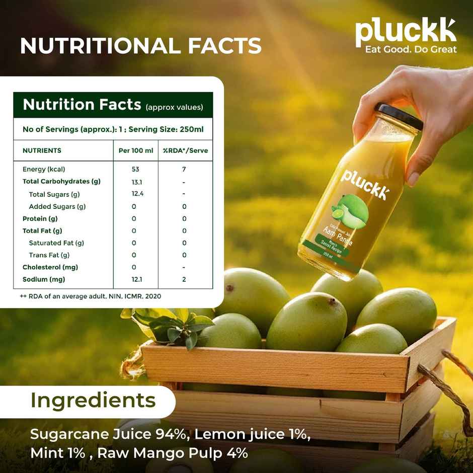 Pluckk Cold Pressed Extracted Aam Panna Juice | No Preservatives | No Added Sugar